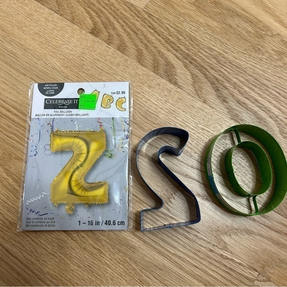 2nd Birthday Cookie Cutter Gold Foil Balloon NEW Zero Cookie Cutter Baking Gold